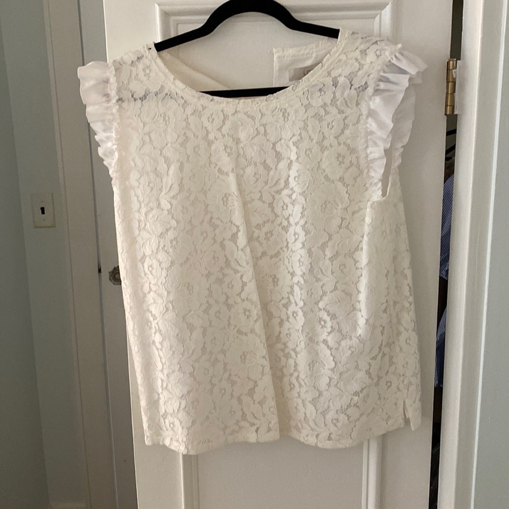 Loft white floral top. Size large
